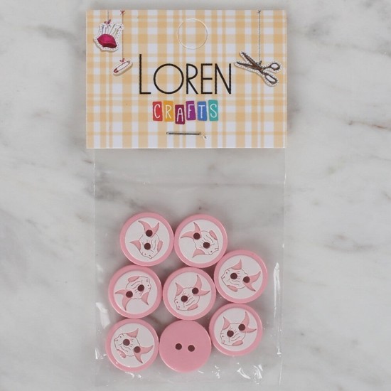 Loren Crafts pembe 8 li balık düğme - 570 Loren Crafts pembe 8 li balık düğme - 570