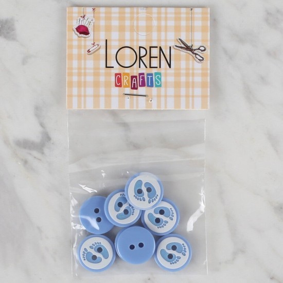 Loren Crafts mavi 8 li ayak izi düğme - 441 Loren Crafts mavi 8 li ayak izi düğme - 441