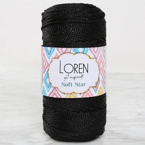 Loren Soft Star Makrome İpi Siyah Simli Siyah RM10 Loren Soft Star Makrome İpi Siyah Simli Siyah RM10