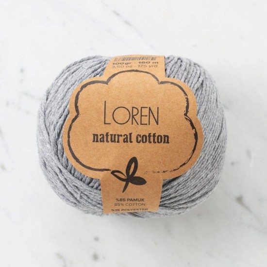 Loren Natural Cotton Gri El Örgü İpi - R079 - 33925 Loren Natural Cotton Gri El Örgü İpi - R079 - 33925