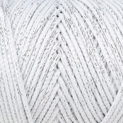 Loren Soft Star Makrome İpi Gümüş Simli Beyaz RM10