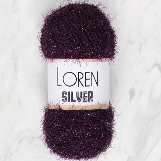 Loren Silver Patlıcan Moru El Örgü İpi - RS0109 - 34082 Loren Silver Patlıcan Moru El Örgü İpi - RS0109 - 34082