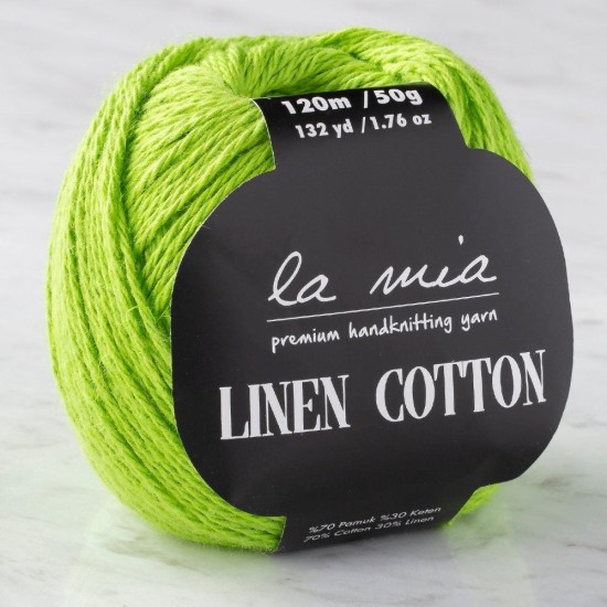 La Mia Linen Cotton Açık Yeşil El Örgü İpi - L186 - 33866 La Mia Linen Cotton Açık Yeşil El Örgü İpi - L186 - 33866