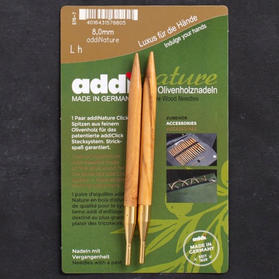 Addi Nature Olive Wood Click 8mm 13cm Misinalı Şiş Addi Nature Olive Wood Click 8mm 13cm Misinalı Şiş