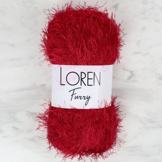 Loren Furry Koyu Kırmızı El Örgü İpi - RF024 - 34052 Loren Furry Koyu Kırmızı El Örgü İpi - RF024 - 34052