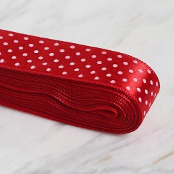 Loren Crafts 2cm 10 mt Kırmızı Saten Puantiyeli Ku