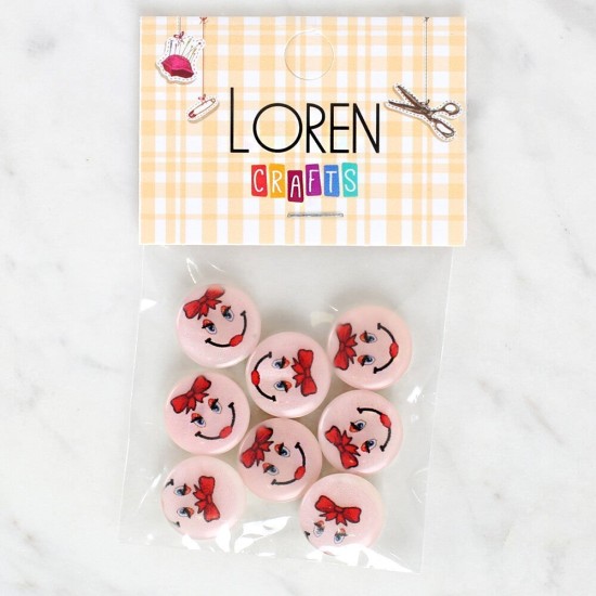 Loren Crafts 8'li Gülen Yüz Düğme - 1019 Loren Crafts 8'li Gülen Yüz Düğme - 1019