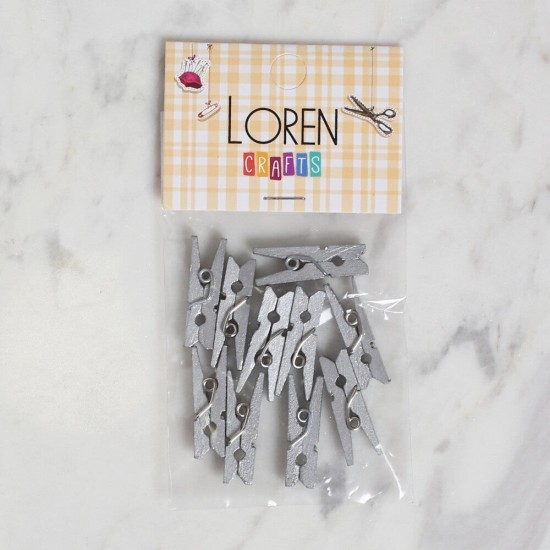 LOREN CRAFTS 10 LU GÜMÜŞ RENK MİNİ MANDAL LOREN CRAFTS 10 LU GÜMÜŞ RENK MİNİ MANDAL