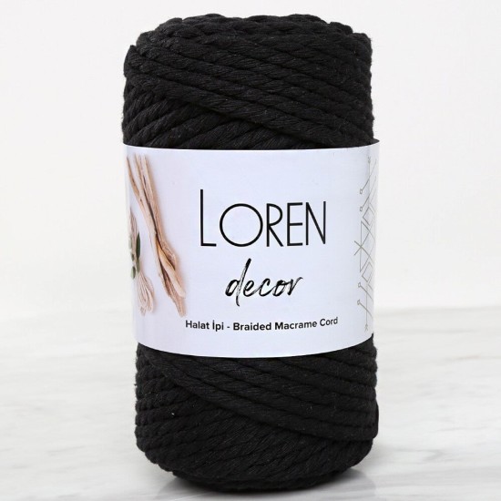 Loren Decor 3 Büküm Makrome İpi Siyah - L006 Loren Decor 3 Büküm Makrome İpi Siyah - L006