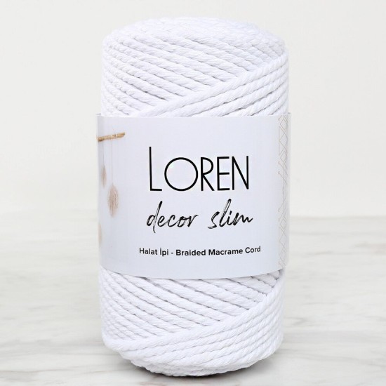 Loren Decor Slim 3 Büküm Makrome İpi Beyaz - L001 Loren Decor Slim 3 Büküm Makrome İpi Beyaz - L001