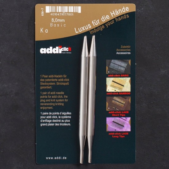 Addi Click Basic 8mm Misinalı Şiş Ucu - 656-2 Addi Click Basic 8mm Misinalı Şiş Ucu - 656-2