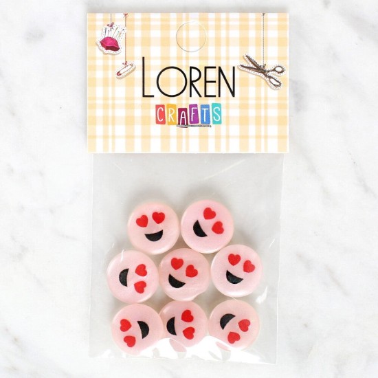 Loren Crafts 8'li Gülen Yüz Düğme - 1022 Loren Crafts 8'li Gülen Yüz Düğme - 1022