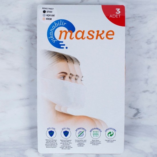 Loren 3 Adet Yıkanabilir Maske Loren 3 Adet Yıkanabilir Maske