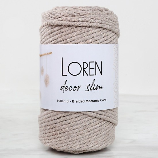Loren Decor Slim 3 Büküm Makrome İpi Bej - L049 Loren Decor Slim 3 Büküm Makrome İpi Bej - L049