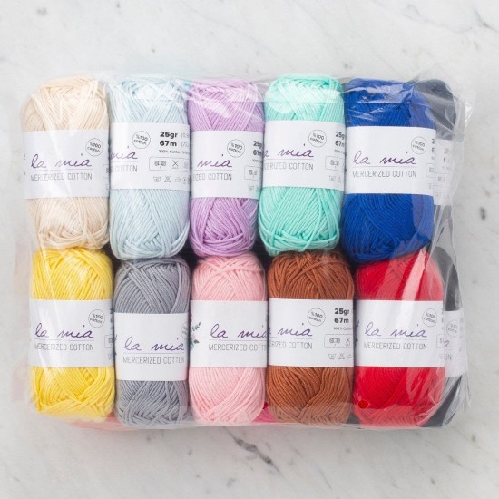 La Mia Mini Mercerized Cotton 20li Paket Renkli El Örgü İpi - 33825 La Mia Mini Mercerized Cotton 20li Paket Renkli El Örgü İpi - 33825