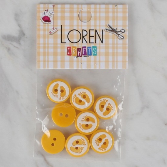 Loren Crafts sarı 8 li ayak izi düğme - 443 Loren Crafts sarı 8 li ayak izi düğme - 443