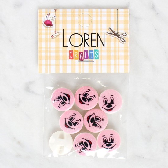 Loren Crafts 8'li Gülen Yüz Düğme - 1035 Loren Crafts 8'li Gülen Yüz Düğme - 1035