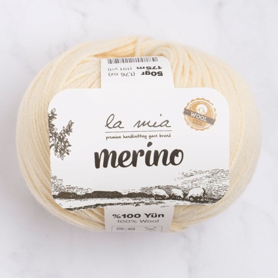 La Mia Merino Krem El Örgü İpi - L075 - 33777 La Mia Merino Krem El Örgü İpi - L075 - 33777