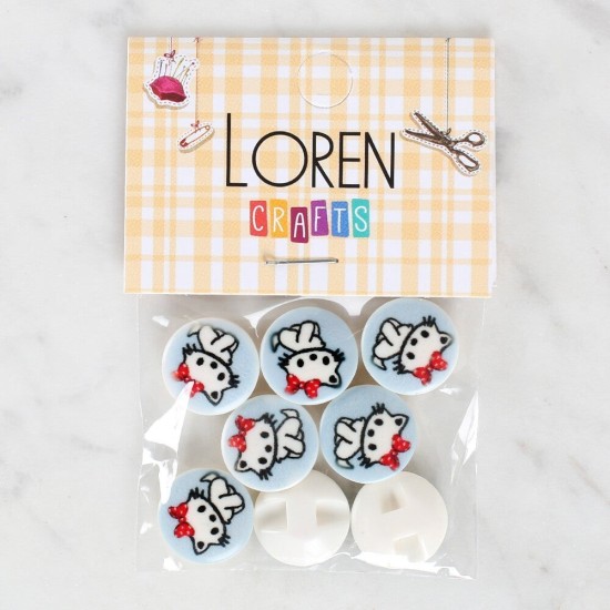Loren Crafts 8'li Kedi Düğme - 1066 Loren Crafts 8'li Kedi Düğme - 1066
