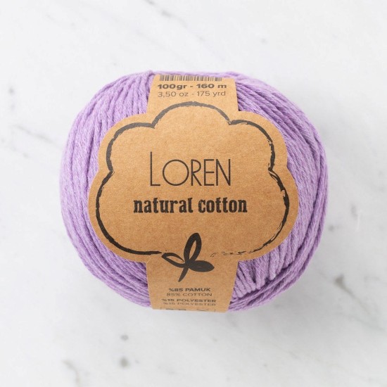 Loren Natural Cotton Lila El Örgü İpi - R020 - 33920 Loren Natural Cotton Lila El Örgü İpi - R020 - 33920