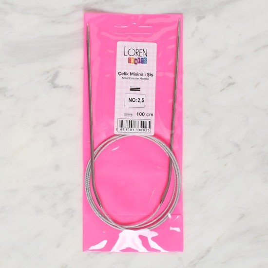 Loren Crafts 2.5 mm Çelik Misinalı Şiş 100 cm Loren Crafts 2.5 mm Çelik Misinalı Şiş 100 cm