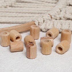 Loren Crafts 10 Adet Ham Boru Ahşap Boncuk 16mm