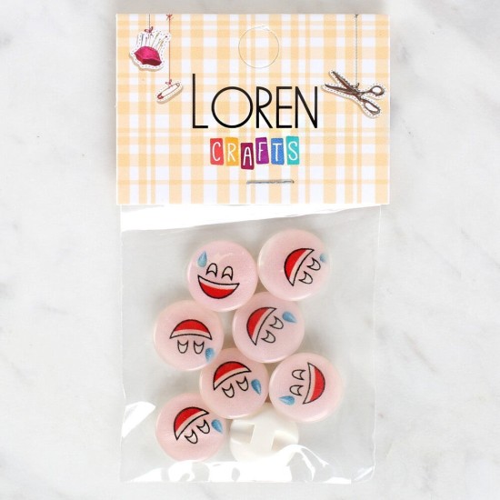Loren Crafts 8'li Gülen Yüz Düğme - 1017 Loren Crafts 8'li Gülen Yüz Düğme - 1017