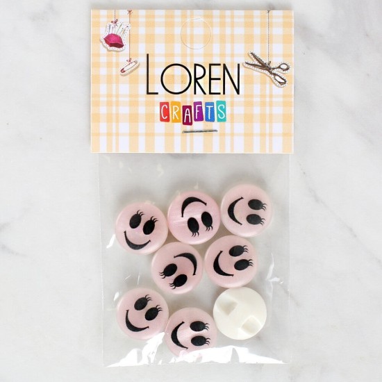 Loren Crafts 8'li Gülen Yüz Düğme - 1015 Loren Crafts 8'li Gülen Yüz Düğme - 1015