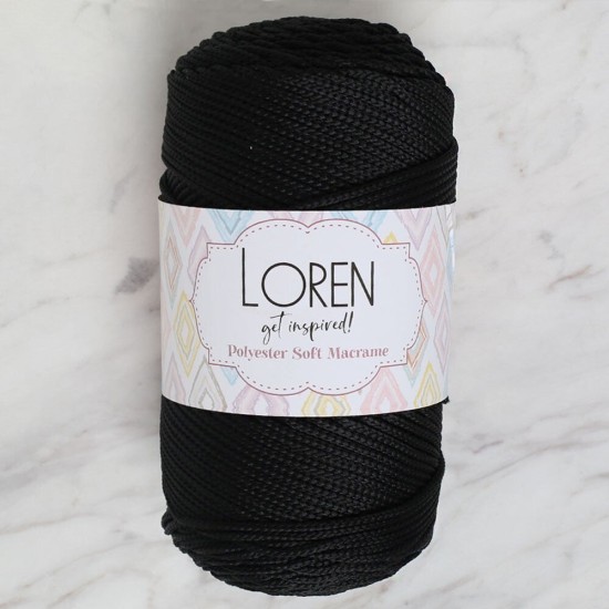 Loren Polyester Soft Macrame Siyah El Örgü İpi - LM040 - 34445 Loren Polyester Soft Macrame Siyah El Örgü İpi - LM040 - 34445