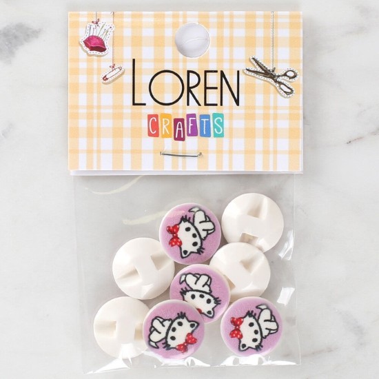 Loren Crafts 8'li Kedi Düğme - 1064 Loren Crafts 8'li Kedi Düğme - 1064