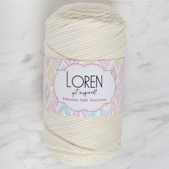 Loren Polyester Soft Macrame Krem El Örgü İpi - LM003 - 34427 Loren Polyester Soft Macrame Krem El Örgü İpi - LM003 - 34427