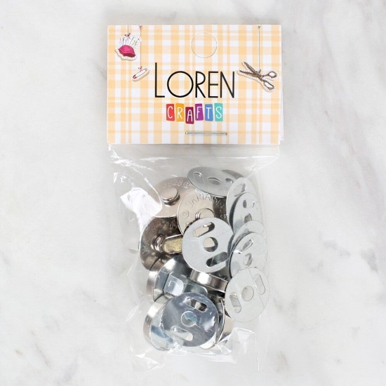 Loren Manyetik Mat Gümüş Metal 5 li Çıt Çıt Set Loren Manyetik Mat Gümüş Metal 5 li Çıt Çıt Set
