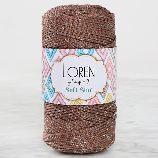 Loren Soft Star Makrome İpi Gümüş Simli Kahverengi Loren Soft Star Makrome İpi Gümüş Simli Kahverengi