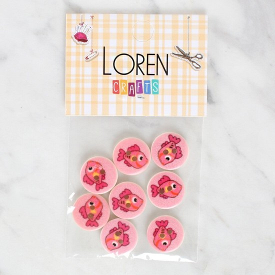 Loren Crafts 8'li Balık Düğme - 1156 Loren Crafts 8'li Balık Düğme - 1156