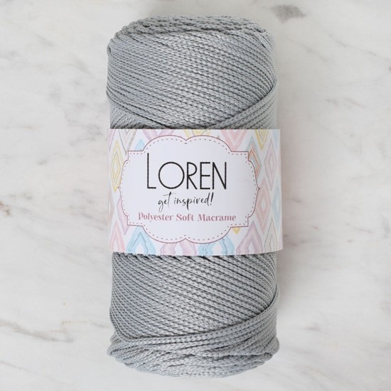 Loren Polyester Soft Macrame Açık Gri El Örgü İpi - LM036 - 34441 Loren Polyester Soft Macrame Açık Gri El Örgü İpi - LM036 - 34441