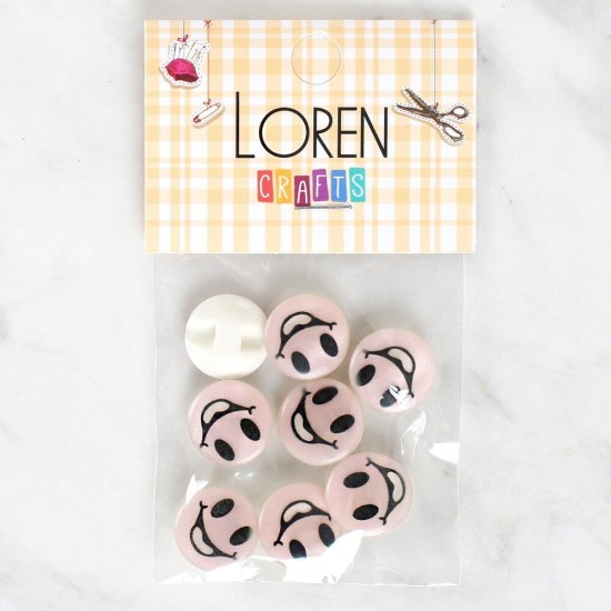 Loren Crafts 8'li Gülen Yüz Düğme - 1018 Loren Crafts 8'li Gülen Yüz Düğme - 1018