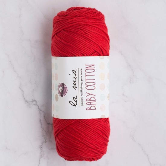 La Mia Baby Cotton Kırmızı El Örgü İpi - L033 - 33634 La Mia Baby Cotton Kırmızı El Örgü İpi - L033 - 33634